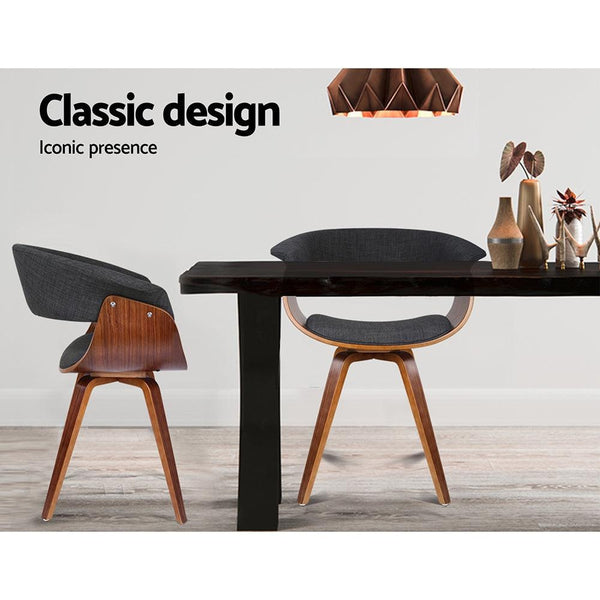 Artiss Timber Wood and Fabric Dining Chair - Charcoal Deals499