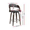Artiss Set of 2 Walnut Wooden PU Leather Bar Stools - Grey and Walnut Deals499