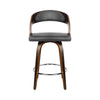 Artiss Set of 2 Walnut Wooden PU Leather Bar Stools - Grey and Walnut Deals499