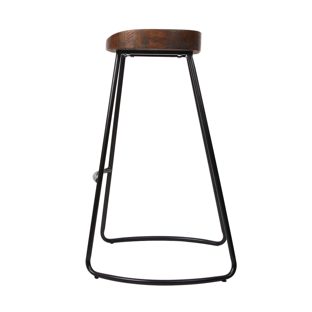 Artiss Set of 2 Backless Elm Wood Bar Stools 75cm - Black Deals499
