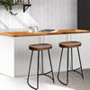 Artiss Set of 2 Backless Elm Wood Bar Stools 75cm - Black Deals499