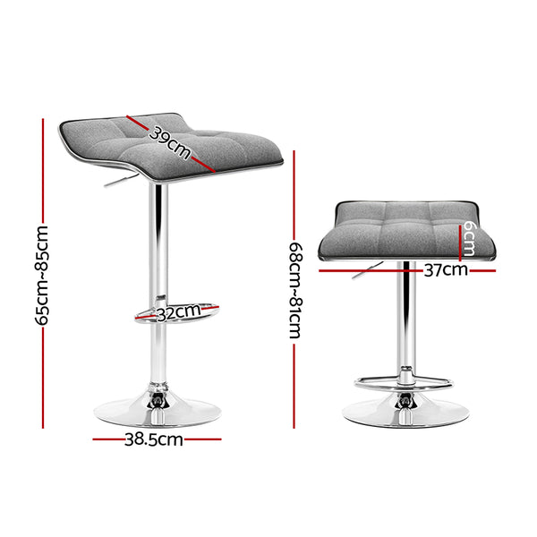 Artiss Set of 2 Fabric Bar Stools Swivel Bar Stools- Grey Chrome Deals499