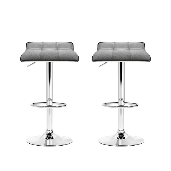 Artiss Set of 2 Fabric Bar Stools Swivel Bar Stools- Grey Chrome Deals499