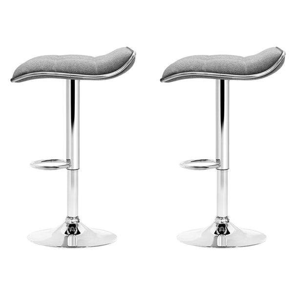 Artiss Set of 2 Fabric Bar Stools Swivel Bar Stools- Grey Chrome Deals499