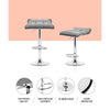 Artiss Set of 2 Fabric Bar Stools Swivel Bar Stools- Grey Chrome Deals499
