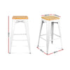 Artiss Set of 2 Metal and Bamboo Bar Stools - White Deals499