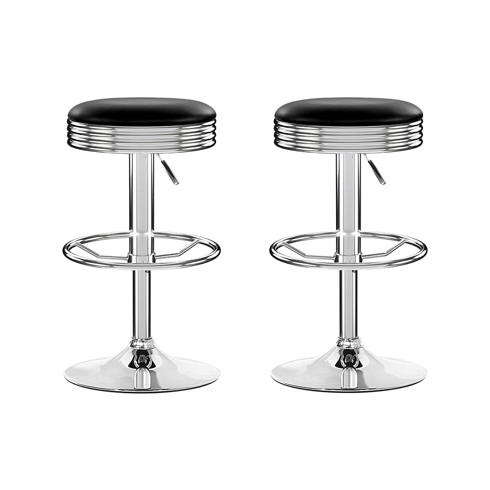 Artiss Set of 2 Backless PU Leather Bar Stools - Black and Chrome Deals499