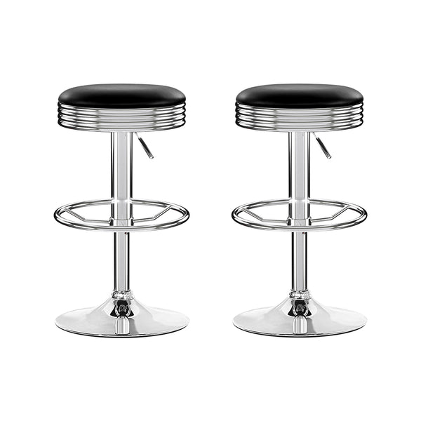 Artiss Set of 2 Backless PU Leather Bar Stools - Black and Chrome Deals499
