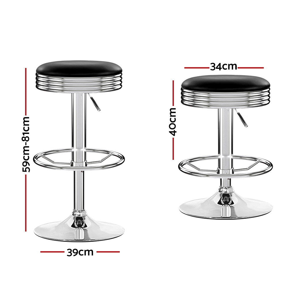Artiss Set of 2 Backless PU Leather Bar Stools - Black and Chrome Deals499
