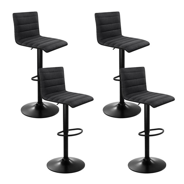 Artiss Set of 4 Faux Linen Bar Stools - Black Deals499