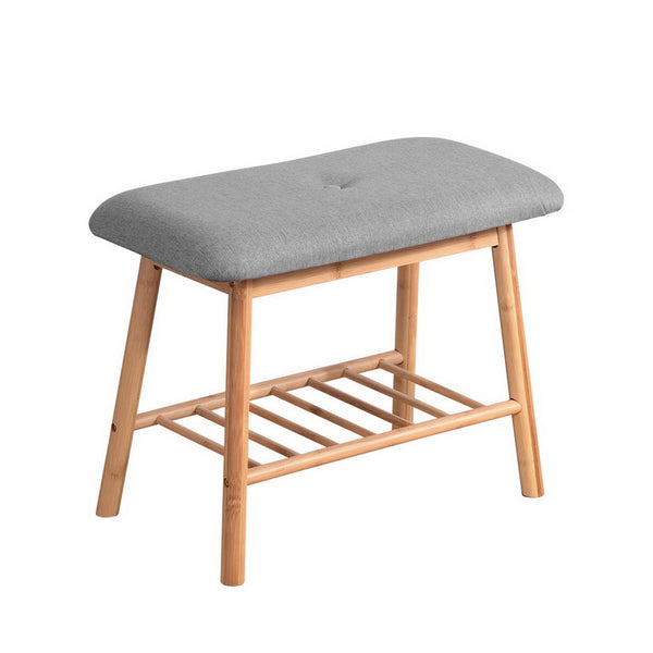 Artiss Shoe Rack Seat Bench Chair Shelf Organisers Bamboo Grey Deals499