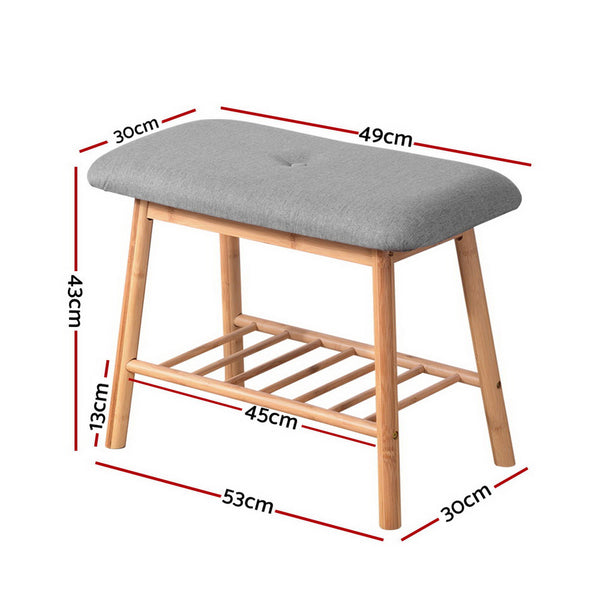 Artiss Shoe Rack Seat Bench Chair Shelf Organisers Bamboo Grey Deals499