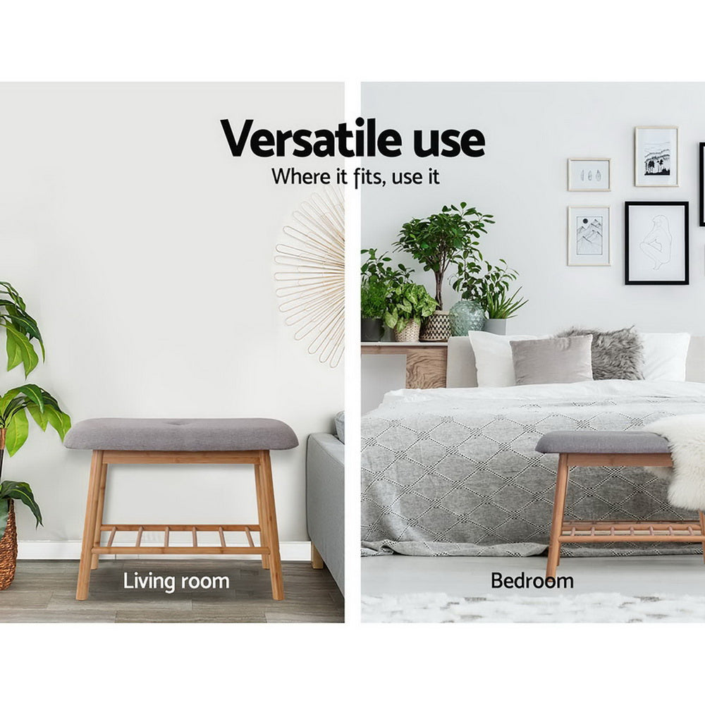 Artiss Shoe Rack Seat Bench Chair Shelf Organisers Bamboo Grey Deals499