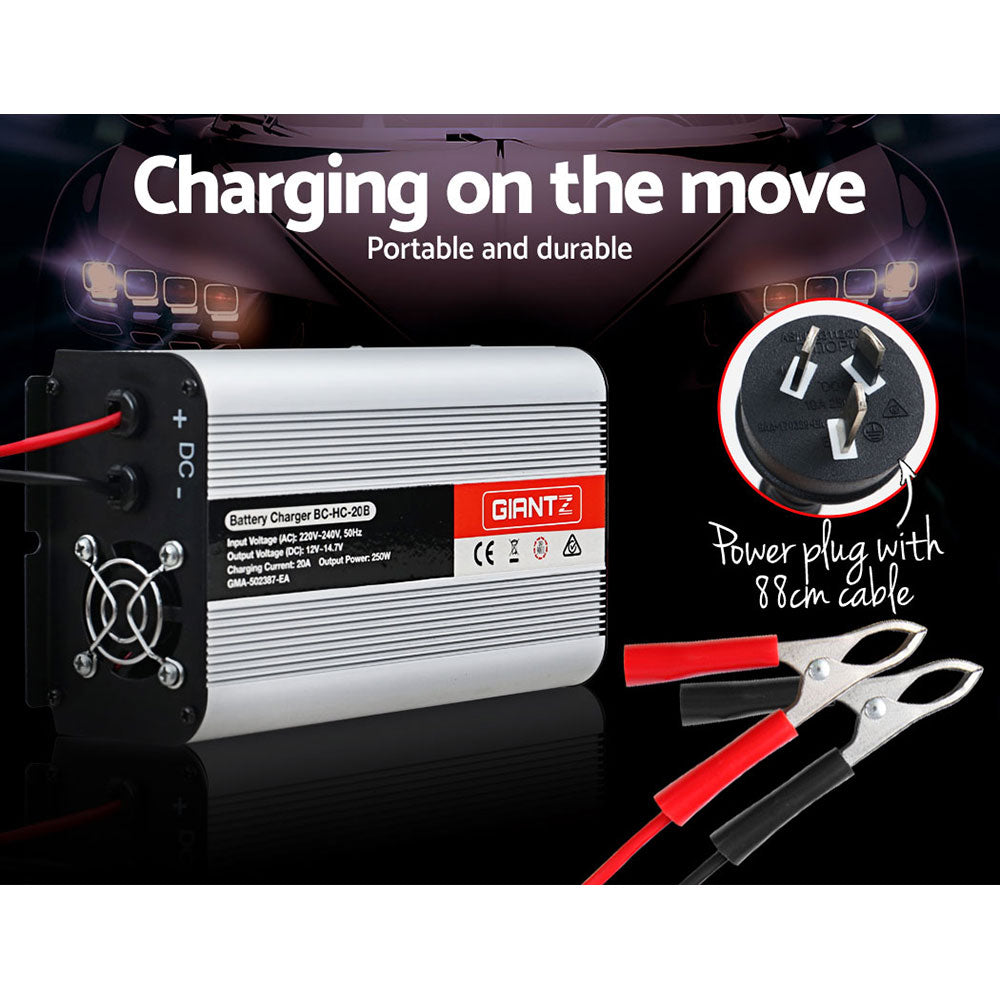 Giantz 12V Car Battery Charger Inverter 20 Amp ATV 4WD Boat Caravan Motorcycle Deals499