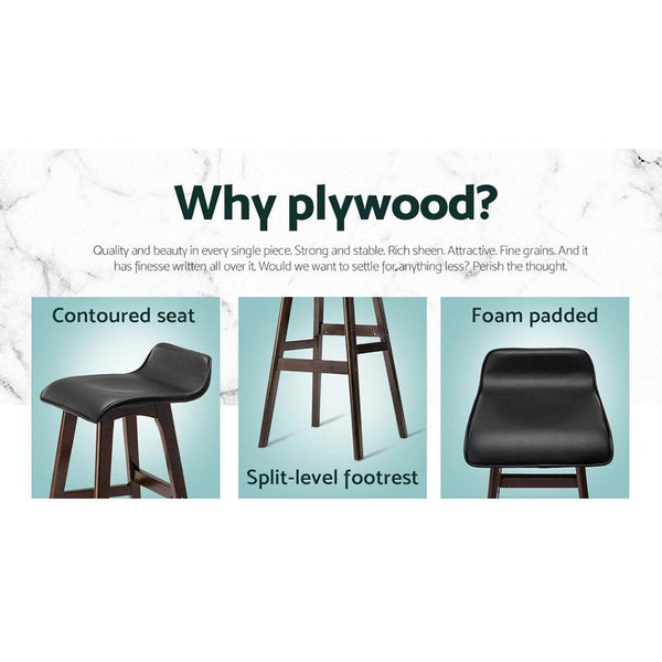 Artiss Set of 2 PU Leather Wood Wave Style Bar Stool - Black Deals499