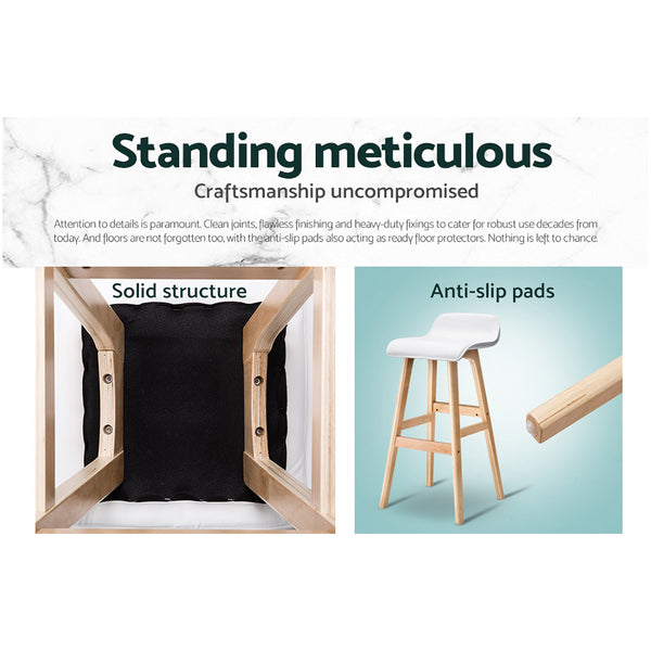 Artiss Set of 2 PU Leather Wood Wave Style Bar Stool - White Deals499