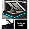 Artiss Lumi LED Bed Frame PU Leather Gas Lift Storage - Black Double Deals499