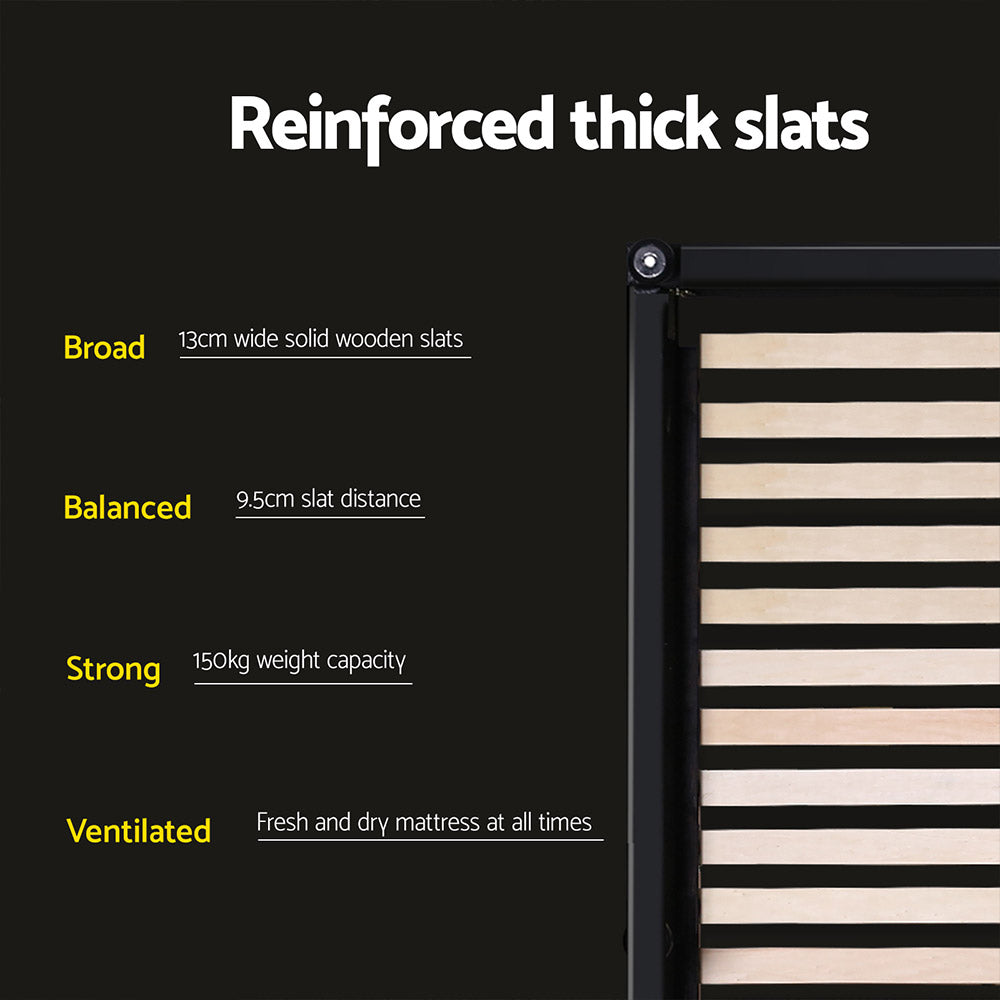 Artiss Bed Frame Double Size Base Mattress Platform Leather Wooden Black NEO Deals499