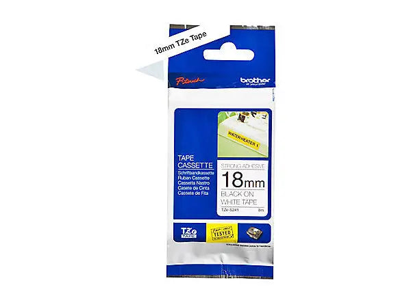 BROTHER 18MM Black White Tape Strong Adhesive TZE Tape BROTHER