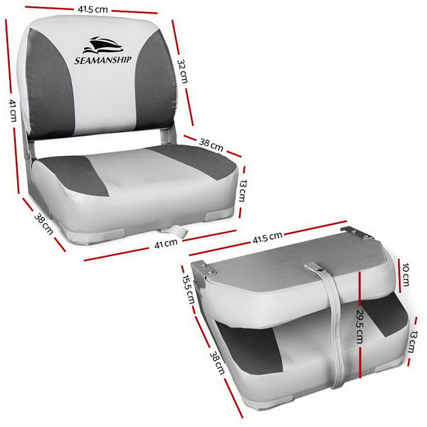 Seamanship Set of 2 Folding Swivel Boat Seats - Grey Deals499