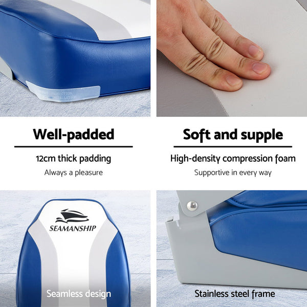 Seamanship 2X Folding Boat Seats Seat Marine Seating Set All Weather Swivels Deals499
