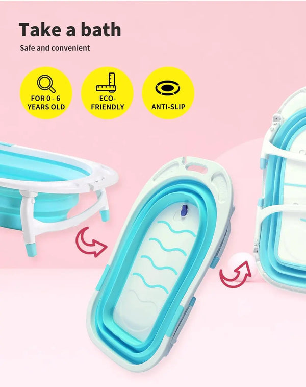 Baby Bath Tub Infant Toddlers Foldable Bathtub Folding Safety Bathing Shower GN Deals499