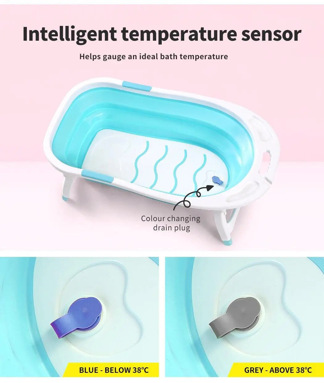 Baby Bath Tub Infant Toddlers Foldable Bathtub Folding Safety Bathing Shower GN Deals499