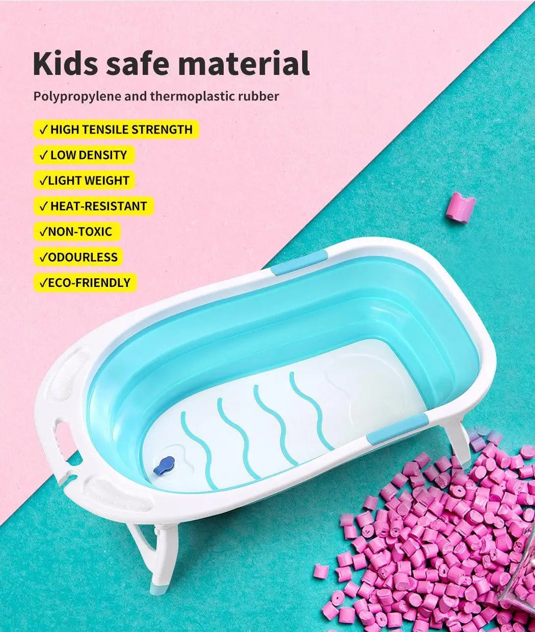 Baby Bath Tub Infant Toddlers Foldable Bathtub Folding Safety Bathing Shower GN Deals499