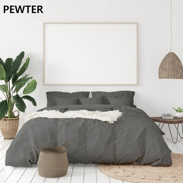 Balmain 1000 Thread Count Hotel Grade Bamboo Cotton Quilt Cover Pillowcases Set Queen Pewter Deals499