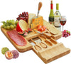 Bamboo Cheese Board Set with Cutlery in Slide-Out Drawer Including 4 Stainless Steel Serving Utensils Deals499