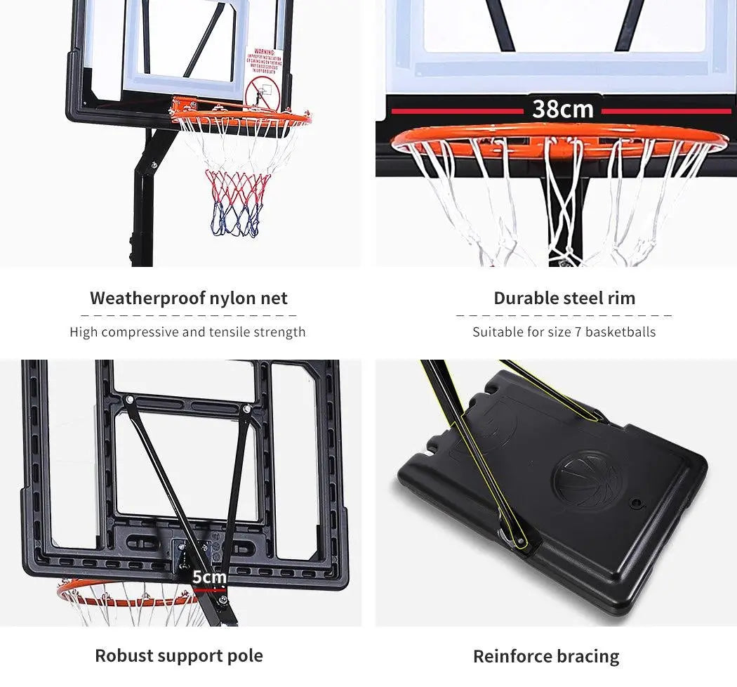 Basketball Hoop Stand Kid Rim Ring System Large Backboard Net Height Adjustable Deals499