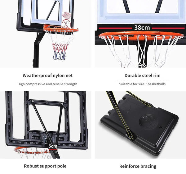 Basketball Hoop Stand Kid Rim Ring System Large Backboard Net Height Adjustable Deals499