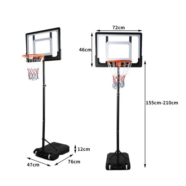 Basketball Hoop Stand System Ring Portable 2.1M Adjustable Height Kids In Ground Deals499