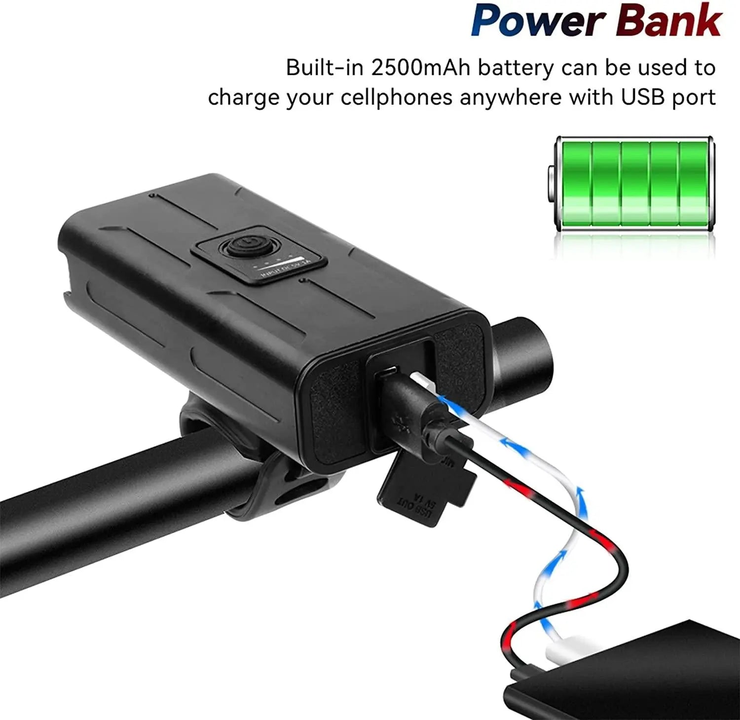 Bike 360 Light Front USB Rechargeable 1000 Lumen IPX4 Waterproof and Built in 2500mAh Powerbank Led Bicycle Lighting Deals499