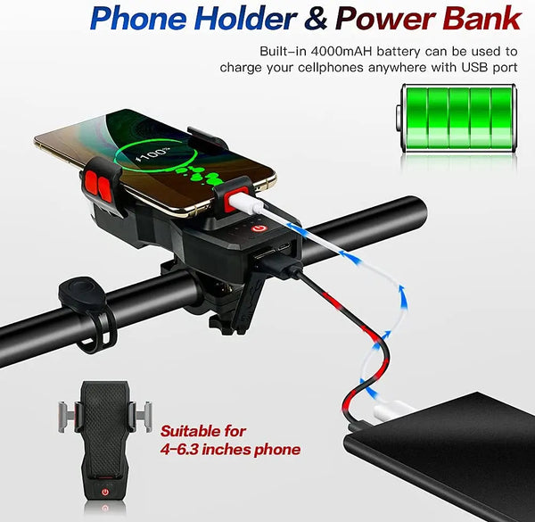 Bike LED Light 550LM Front and Back USB Rechargeable with 4000mAh Power Bank and IPX4 Waterproof Deals499
