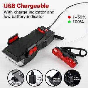Bike LED Light 550LM Front and Back USB Rechargeable with 4000mAh Power Bank and IPX4 Waterproof Deals499