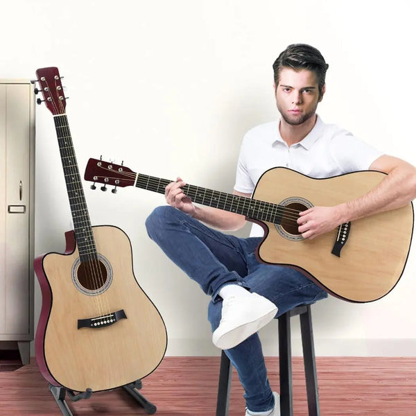 BoPeep 41 Inch Wooden Folk Acoustic Guitar Classical Cutaway Steel String w/ Bag Deals499