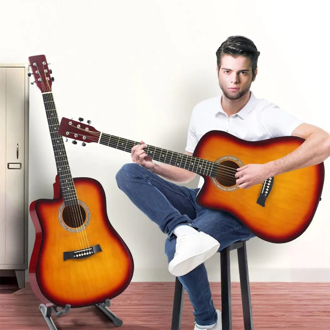 BoPeep 41 Inch Wooden Folk Acoustic Guitar Classical Cutaway Steel String w/ Bag Deals499