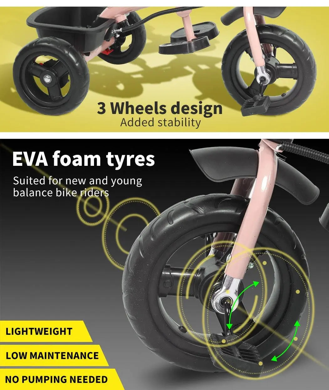 BoPeep Baby Walker Kids Tricycle Ride On Trike Toddler Balance Bicycle Pink Deals499