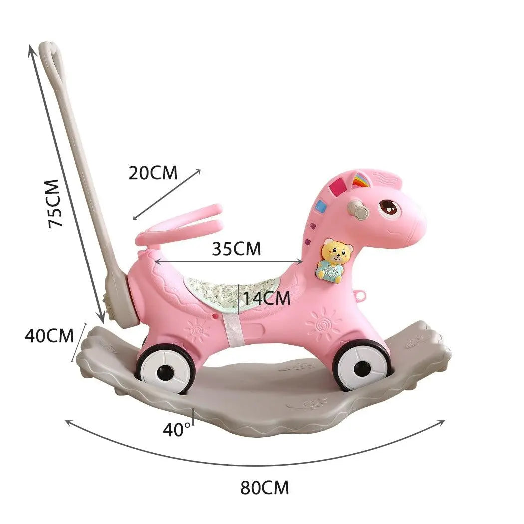 BoPeep Kids 4-in-1 Rocking Horse Toddler Baby Horses Ride On Toy Rocker Pink Deals499