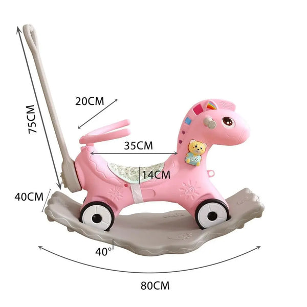 BoPeep Kids 4-in-1 Rocking Horse Toddler Baby Horses Ride On Toy Rocker Pink Deals499