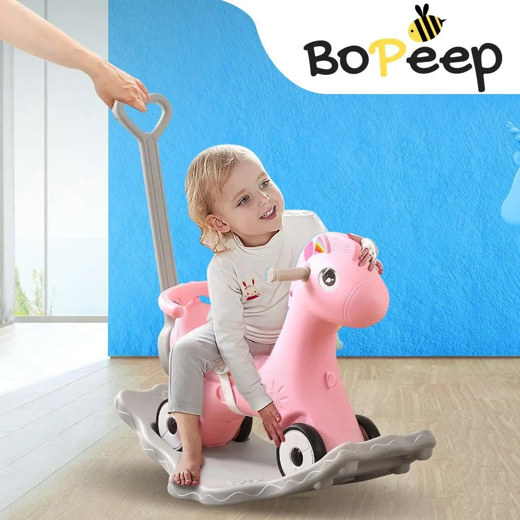 BoPeep Kids 4-in-1 Rocking Horse Toddler Baby Horses Ride On Toy Rocker Pink Deals499