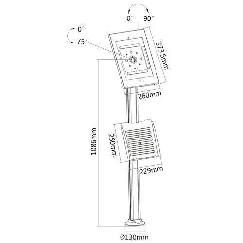 Brateck Anti-theft Tablet Kiosk Floor Stand with Catalogue holder for 12.9' Ipad Pro BRATECK