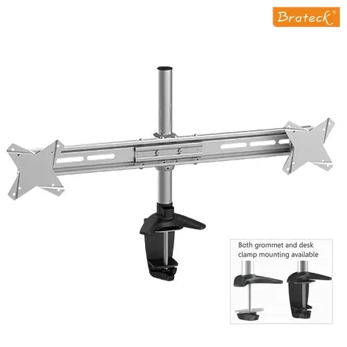 Brateck Dual Monitor Mount w/Arm & Desk Clamp VESA 75/100mm Up to 27'(LS) BRATECK