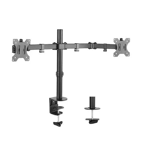 Brateck Dual Screens Economical Double Joint Articulating Steel Monitor Arm fit Most 13’’-32’’ Monitors Up to 8kg per screen, 360°Screen Rotation BRATECK