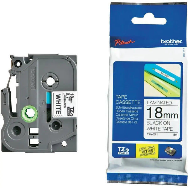 Brother 18mm Black on White TZE Tape BROTHER