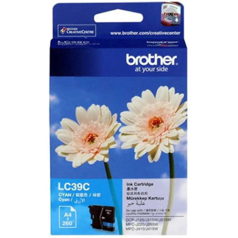 Brother LC-39C Cyan Ink Cartridge - DCP-J125/J315W/J515W MFC-J220/J265W/J410/J415W/J140W- up to 260 pages BROTHER