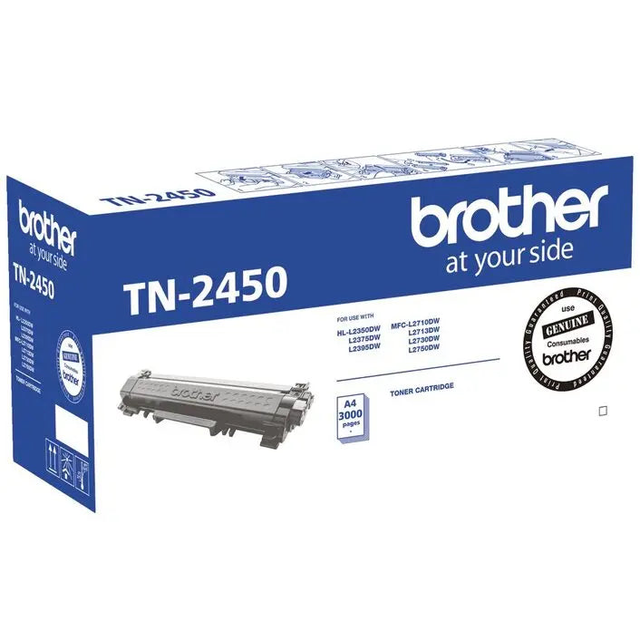 Brother TN-2450 Mono Laser Toner- Standard, HL-L2350DW/L2375DW/2395DW/MFC-L2710DW/2713DW/2730DW/2750DW up to 3,000 pages BROTHER