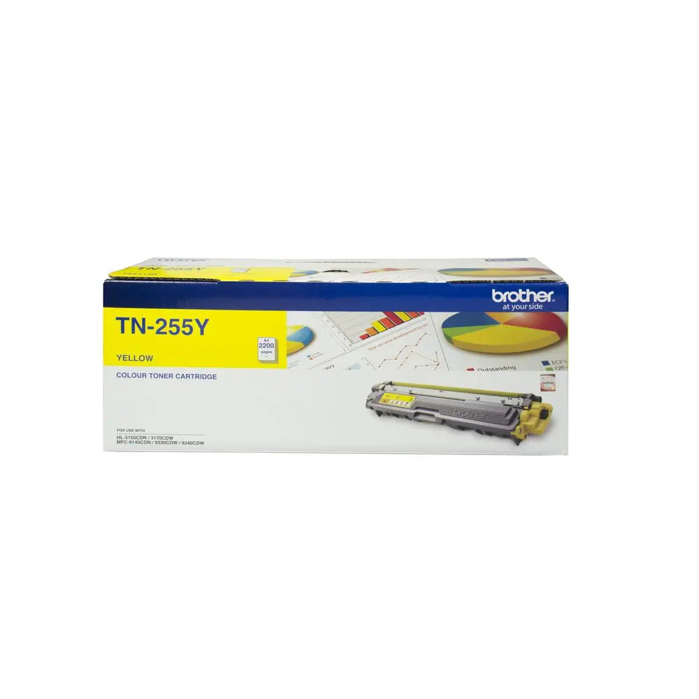 Brother TN-255Y Colour Laser Toner- Yellow High Yield Cartridge- HL-3150CDN/3170CDW/MFC-9140CDN/9330CDW/9335CDW/9340CDW /DCP-9015CDW(2,200 Pa BROTHER
