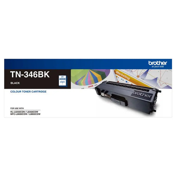 Brother TN-346BK High Yield Black Toner, HL-L8250CDN/8350CDW MFC-L8600CDW/L8850CDW - 4000Pages BROTHER